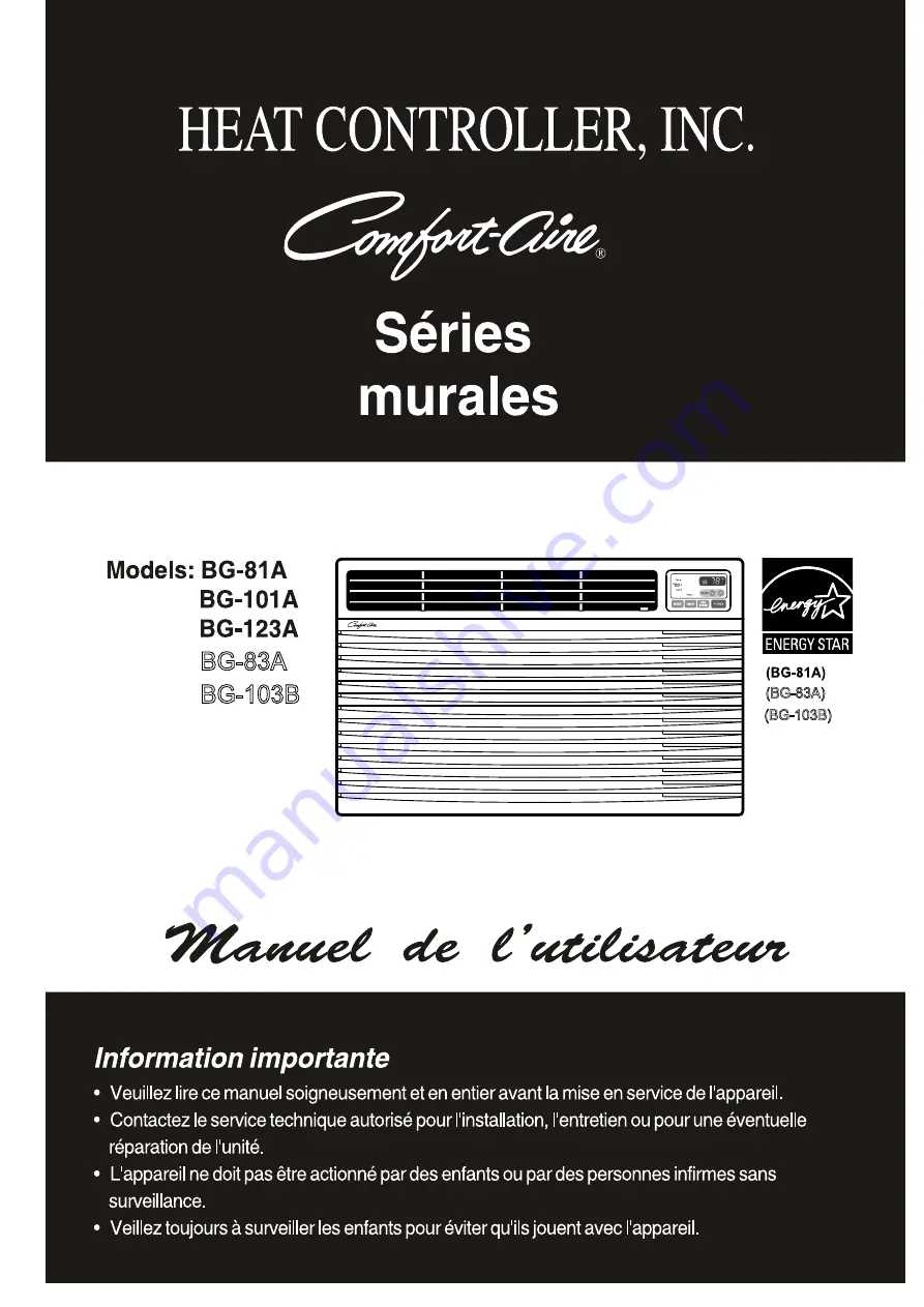 Heat Controller Comfort-Aire BG-101A Owner'S Manual Download Page 25