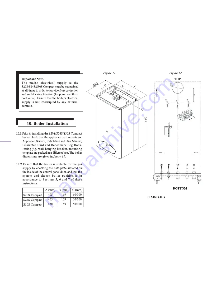 Heat Line S20S Installation, Servicing  & User Instructions Download Page 20