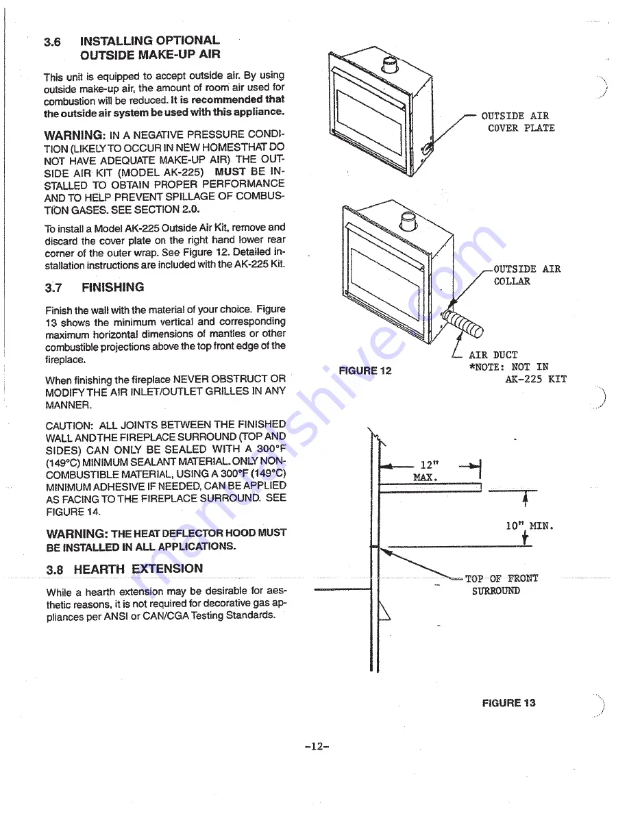 Heat-N-Glo SL-TVBLD Installation And Operation Instruction Manual Download Page 13