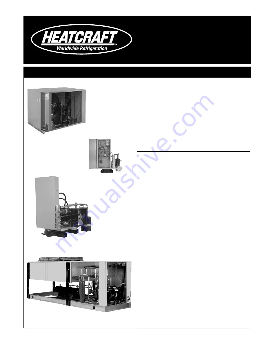 Heatcraft Refrigeration Products Condensing Units H-IM-CU Installating And Operation Manual Download Page 1