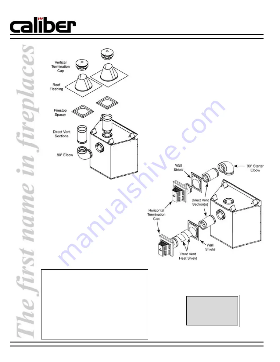 Heatilator CALIBER DESIGNER DIRECT VENT Installation And Operating Instructions Manual Download Page 4