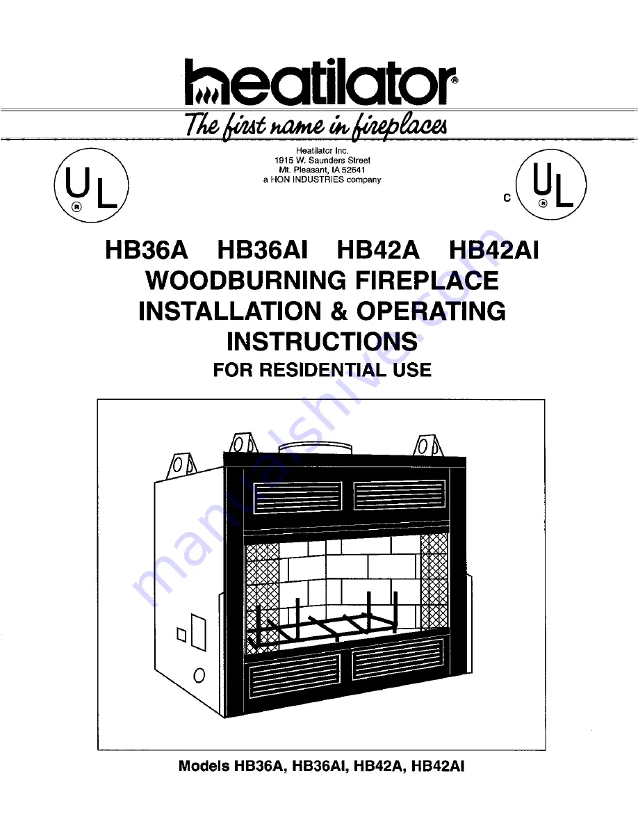 Heatilator HB36A Скачать руководство пользователя страница 1