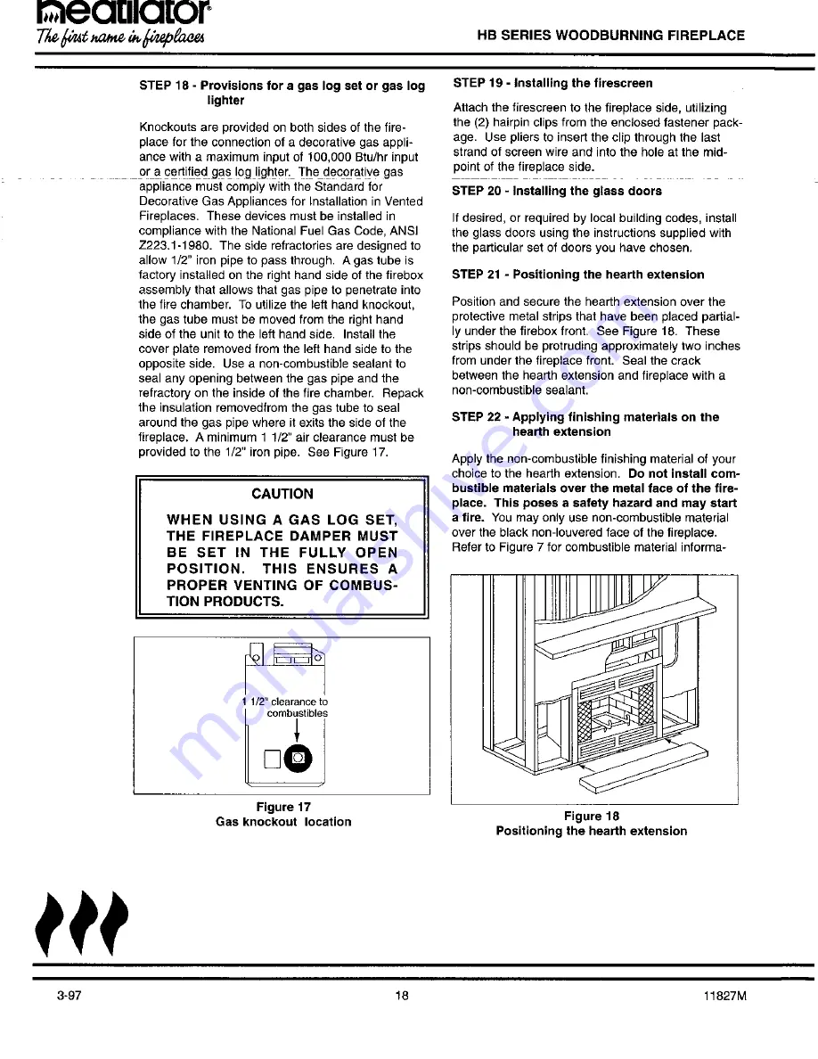 Heatilator HB36A Installation & Operation Instructions Download Page 18