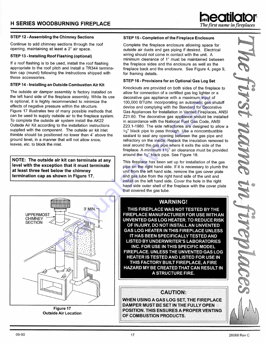 Heatilator HC36 Installation And Operating Instructions Manual Download Page 17