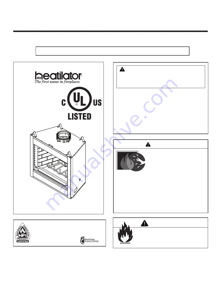 Heatilator Wood Burning Fireplace A36C Скачать руководство пользователя страница 1