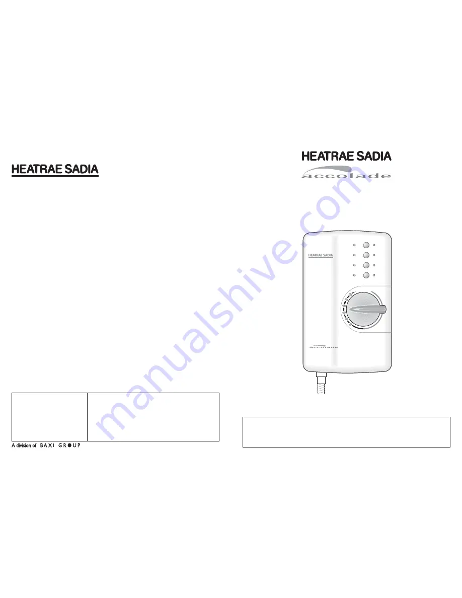 Heatrae Sadia Accolade Installation And User Instructions Manual Download Page 1