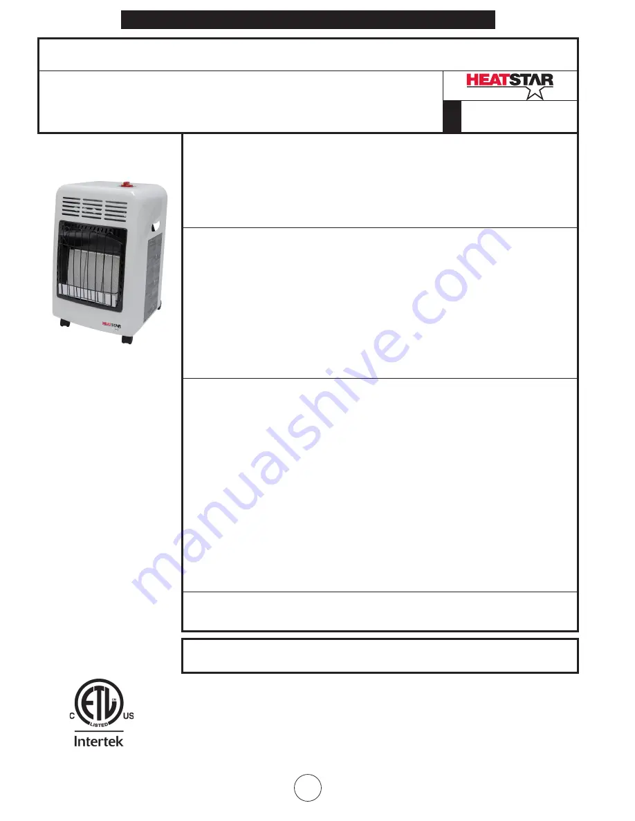 HeatStar F147500 Operating Instructions And Owner'S Manual Download Page 10