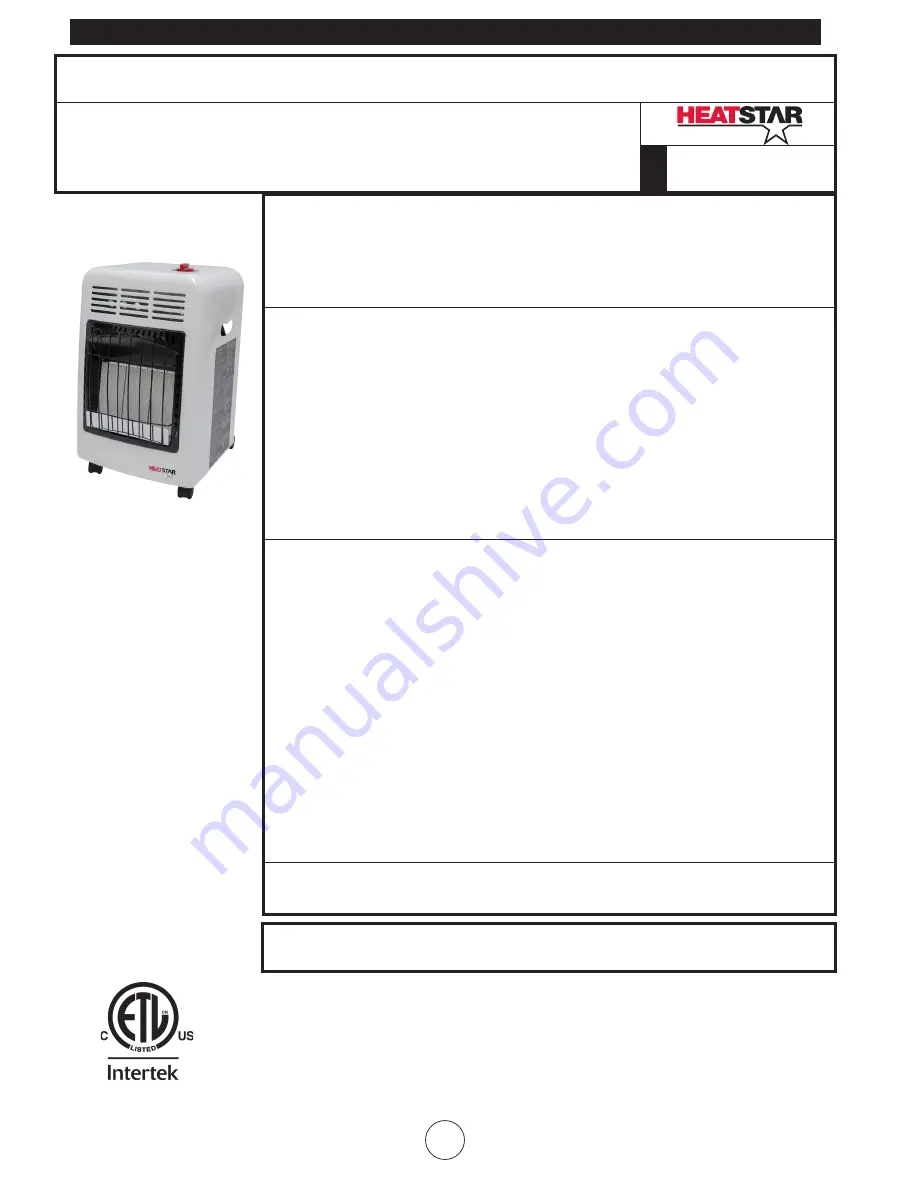 HeatStar F147500 Operating Instructions And Owner'S Manual Download Page 20