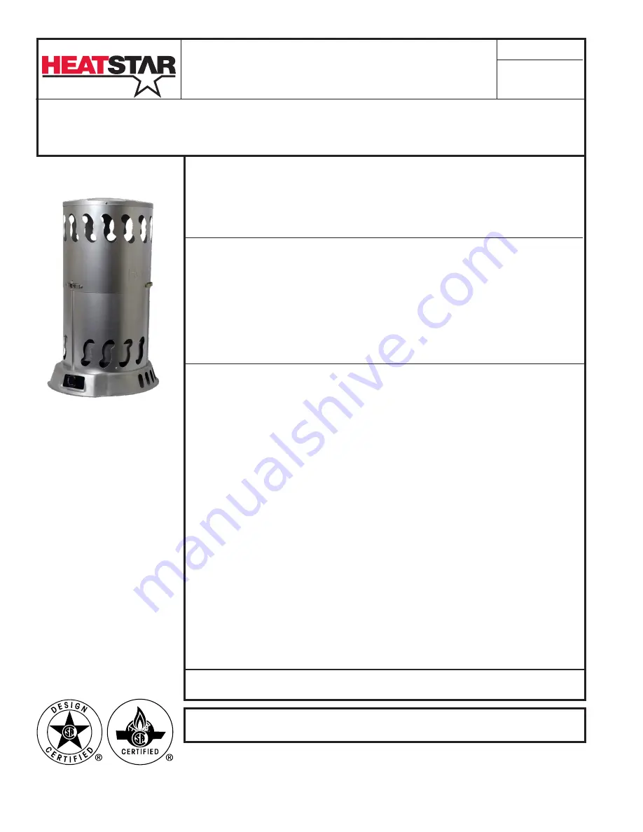 HeatStar HS100CVNG Operating Instructions And Owner'S Manual Download Page 8