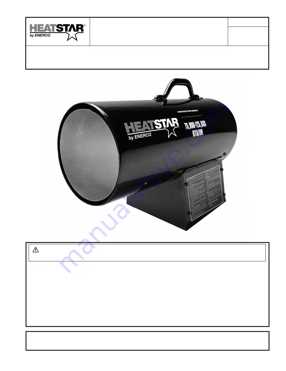 HeatStar HS125FAV Operating Instructions And Owner'S Manual Download Page 1