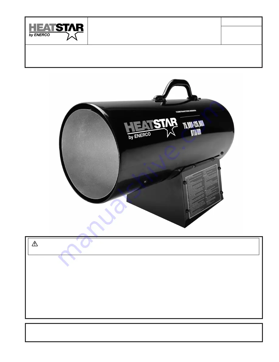 HeatStar HS125FAV Operating Instructions And Owner'S Manual Download Page 22