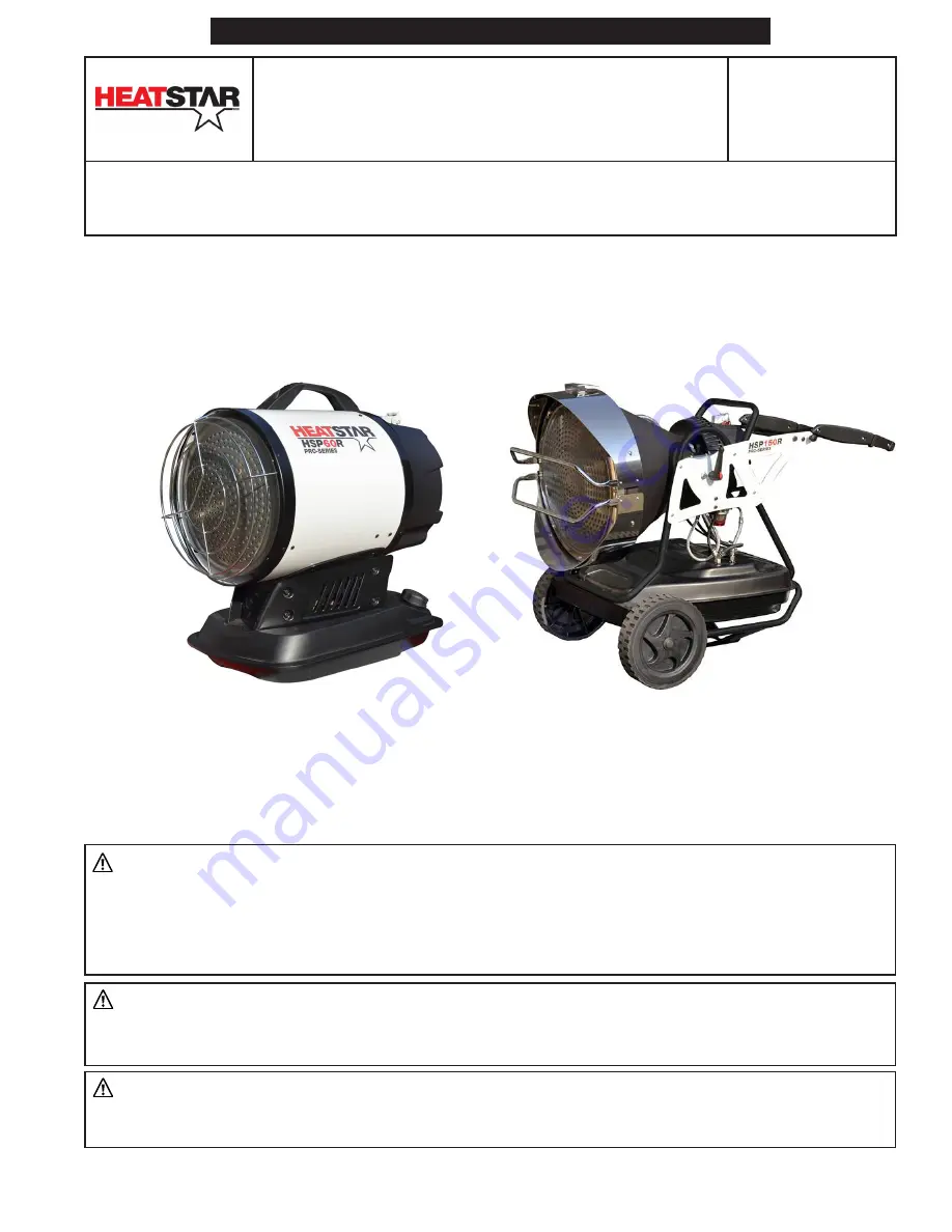 HeatStar HSP125R Скачать руководство пользователя страница 1