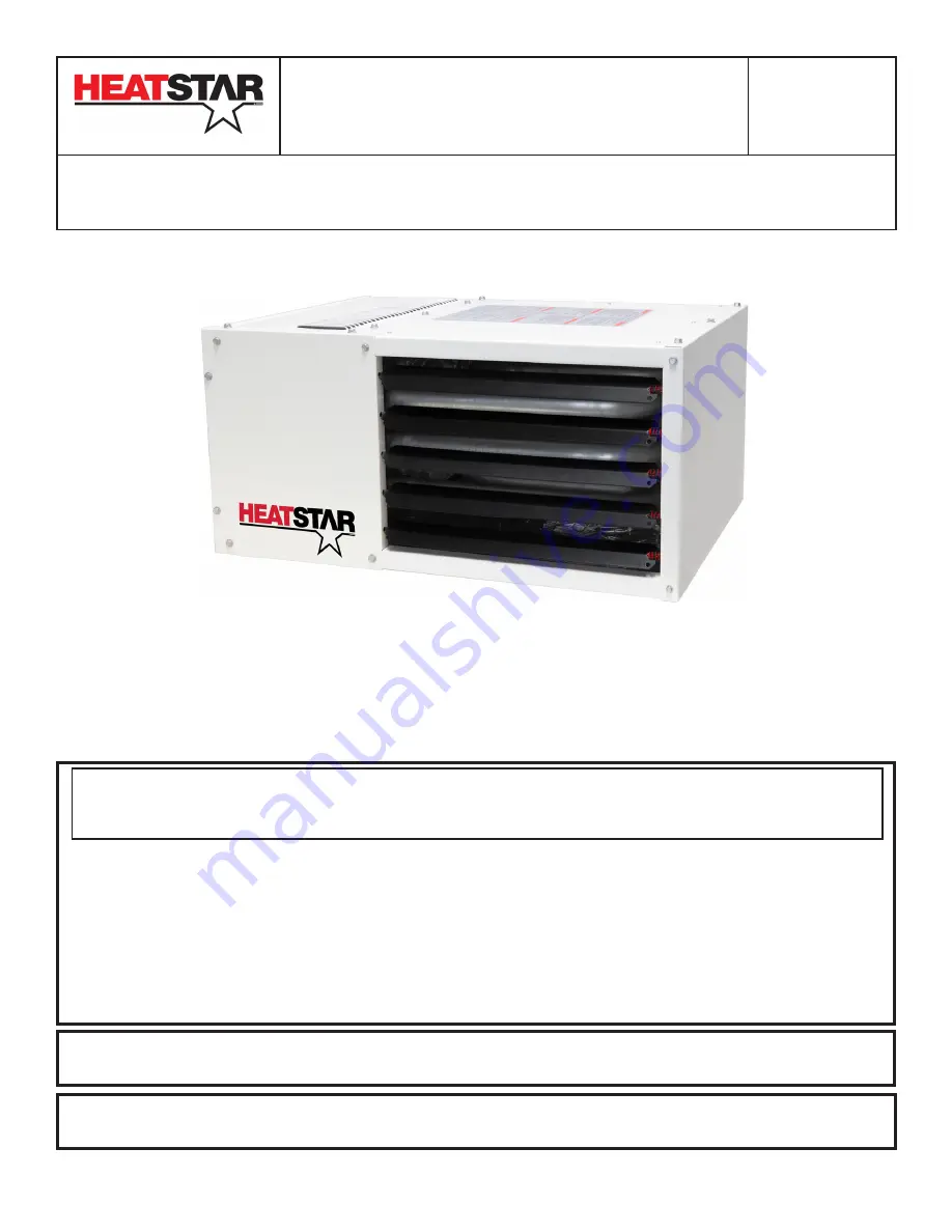 HeatStar MHU125 Operating Instructions And Owner'S Manual Download Page 1