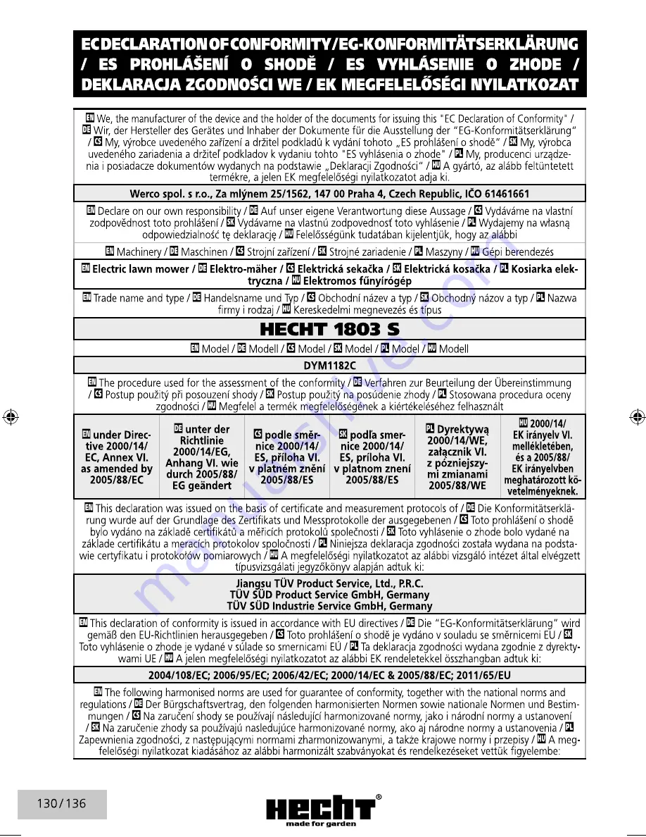 hecht 1803 S Instructions For Use Manual Download Page 38