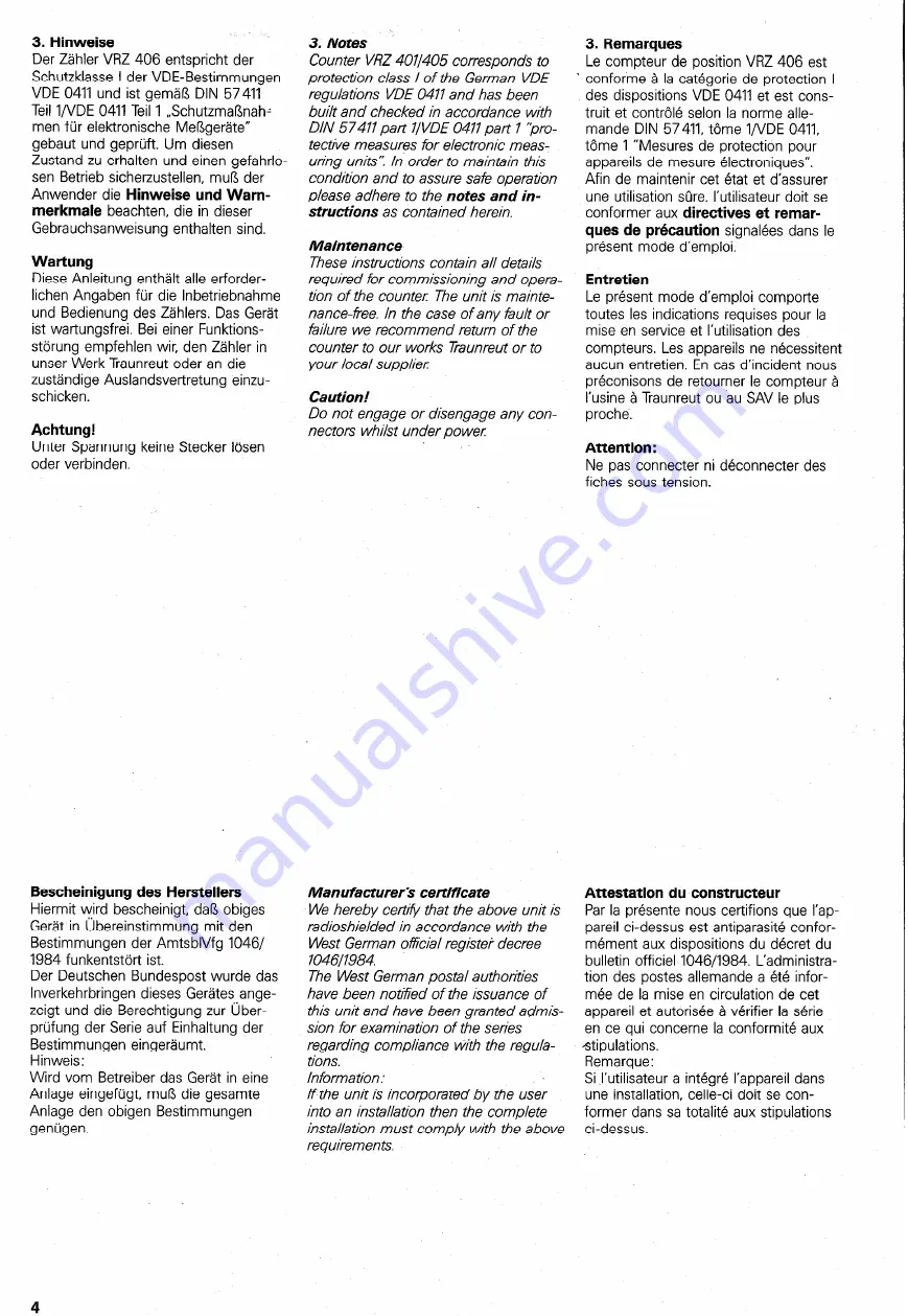 HEIDENHAIN VRZ 406 Operating Lnstructions Download Page 4