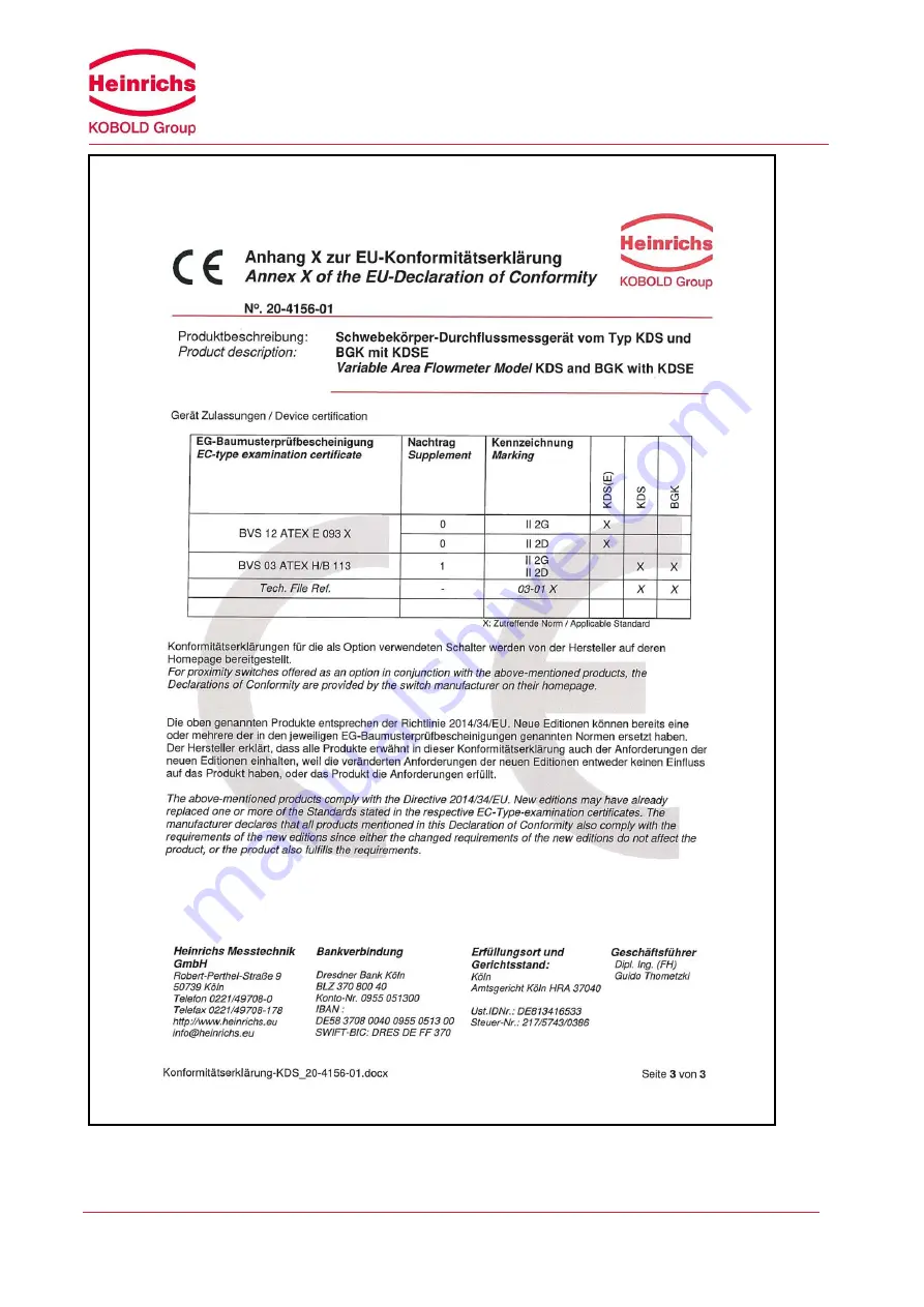 Heinrichs KDSE Operating Manual Download Page 14