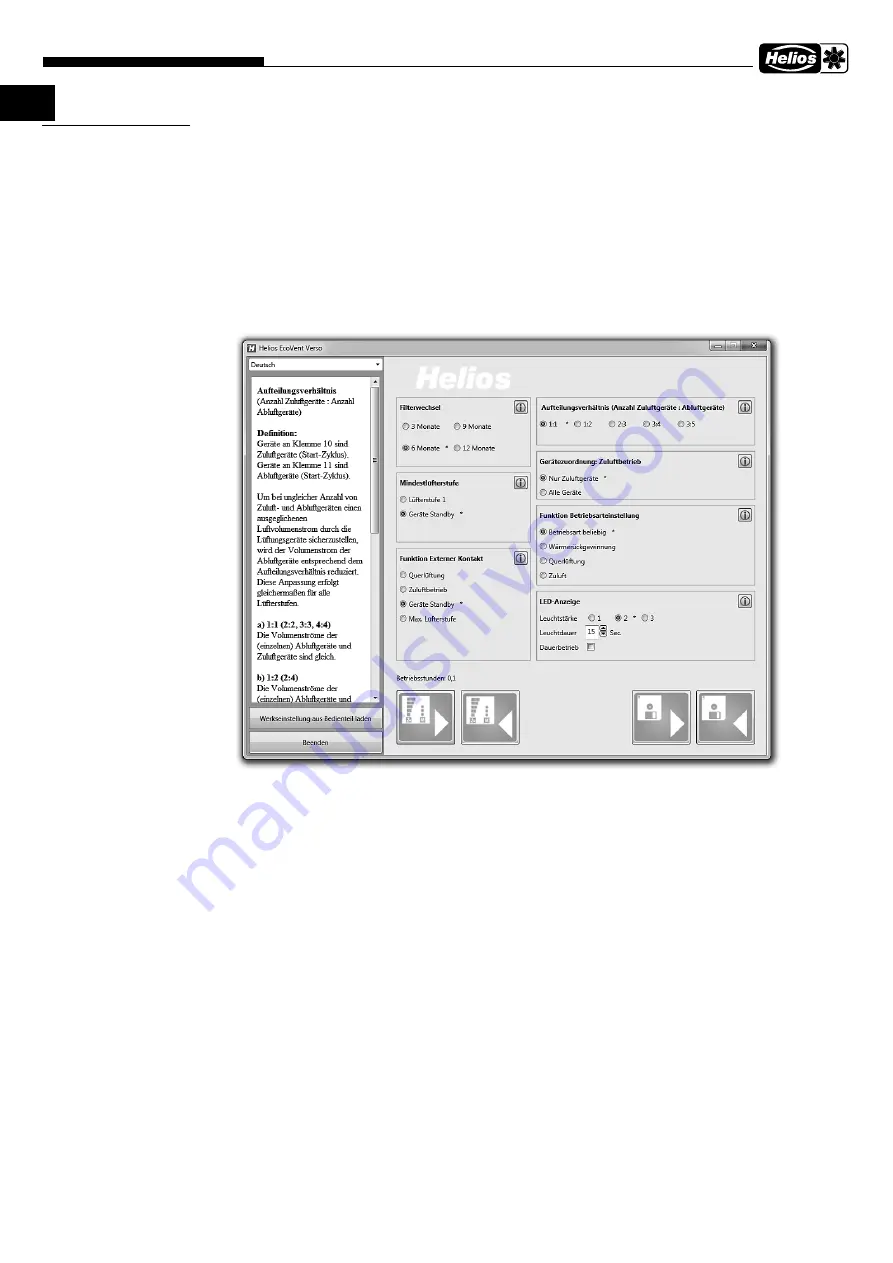 Helios EcoVent Verso KWL 45 LE-RSB Installation And Operating Instructions Manual Download Page 44