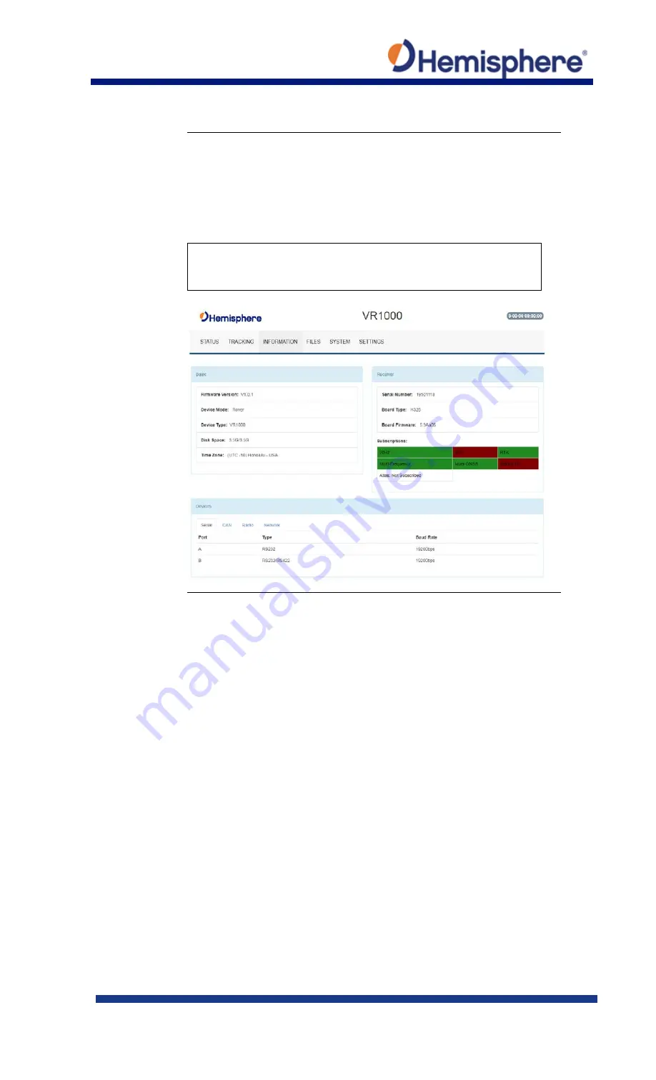 Hemisphere GPS Vector VR1000 Quick Reference Manual Download Page 16