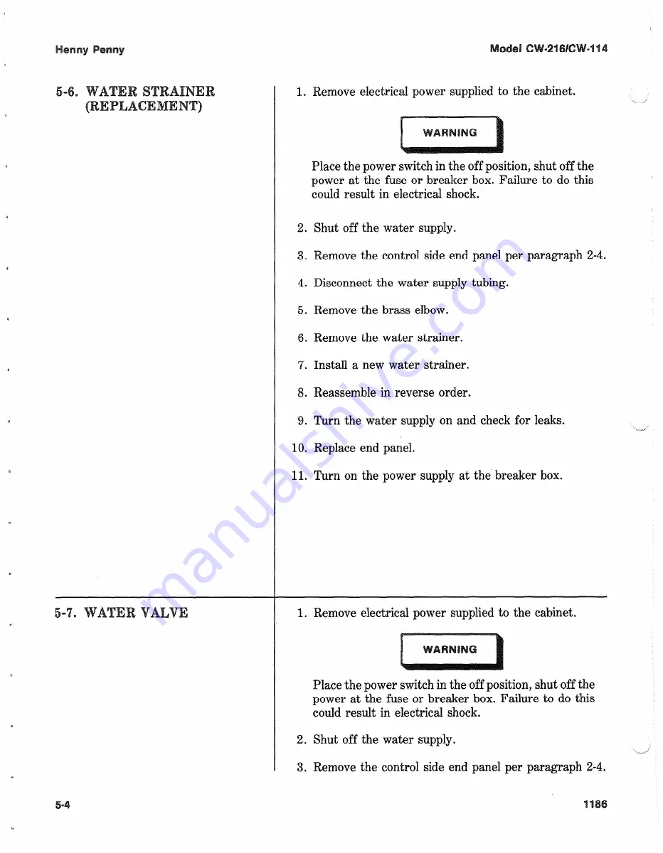 Henny Penny CW-114 Service Manual Download Page 34