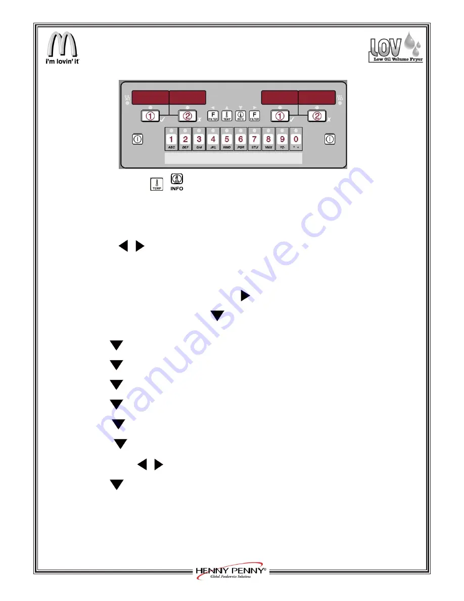 Henny Penny LOV LVE-200 Series Quick Start Manual Download Page 2