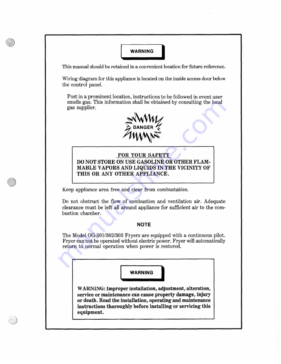 Henny Penny OE 301 Service Manual Download Page 4