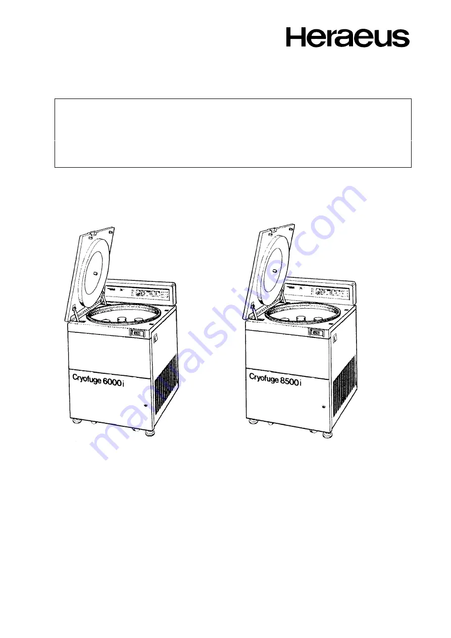 Heraeus CRYOFUGE 6000i Скачать руководство пользователя страница 1