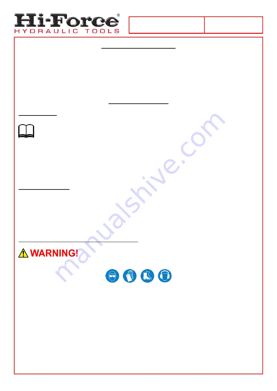 Hi-Force Premium TPA-A Series Operating Instructions Manual Download Page 3