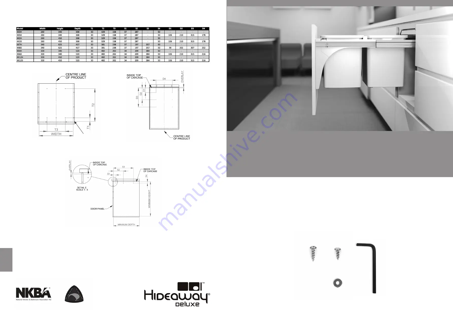 Hideaway Deluxe KK3H Installation Instructions Download Page 1