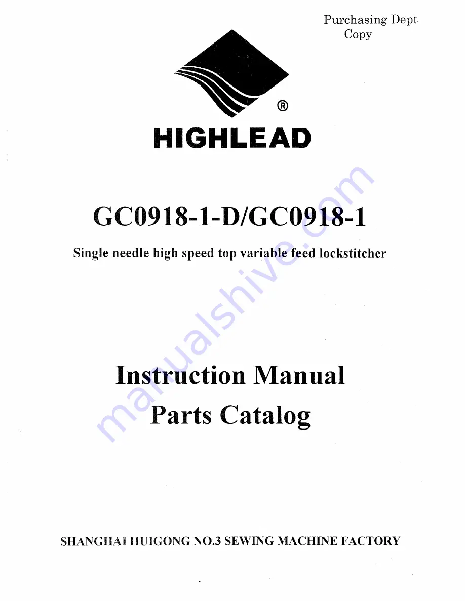 HIGHLEAD GC0918-1 Instruction Manual And Parts List Download Page 1