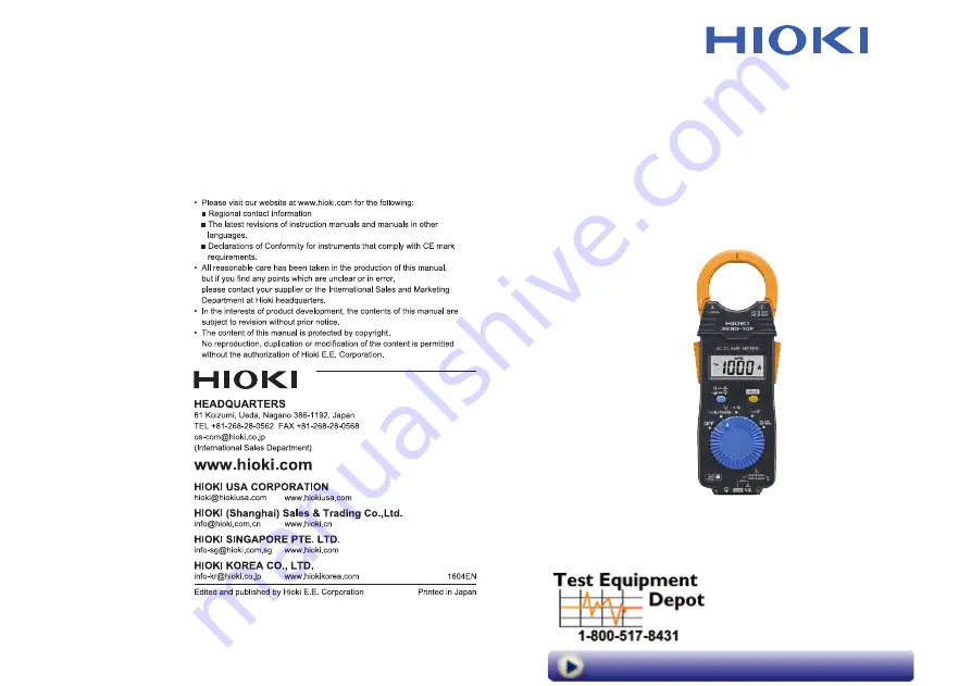 Hioki 3280-1 OF Instruction Manual Download Page 1