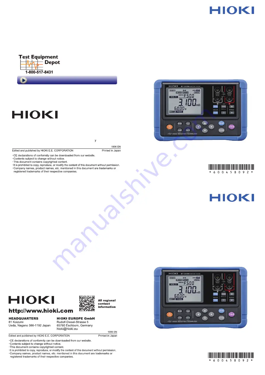 Hioki BT3554-50 Скачать руководство пользователя страница 188