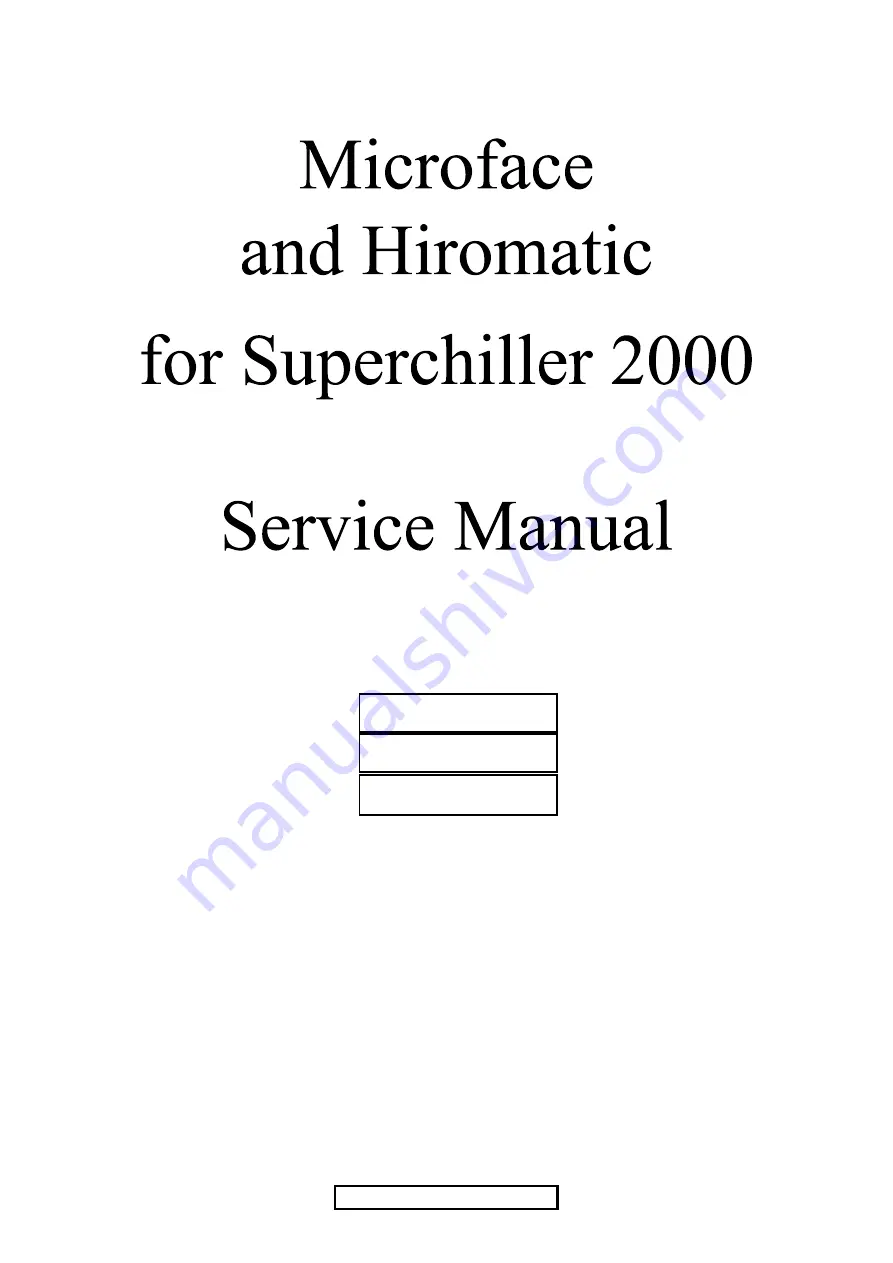 Hiross Superchiller 2000 Service Manual Download Page 1