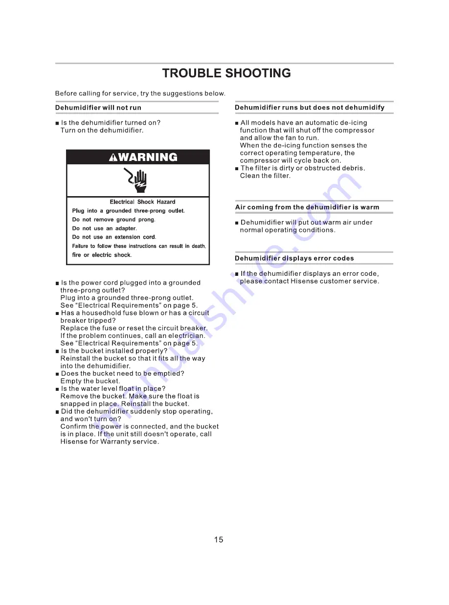 Hisense DH5021KP1W Use & Care Manual Download Page 16