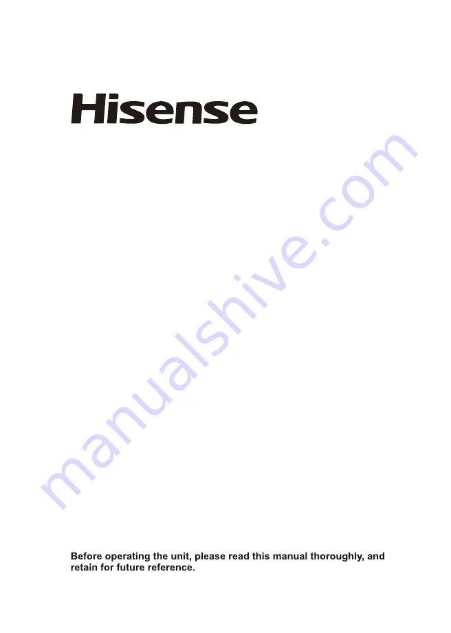 Hisense HBO60103 User And Installation Manual Download Page 1