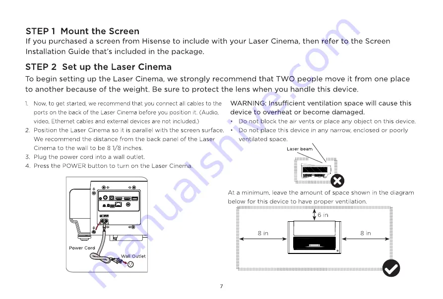 Hisense LASER CINEMA PX1 Quick Setup Manual Download Page 9