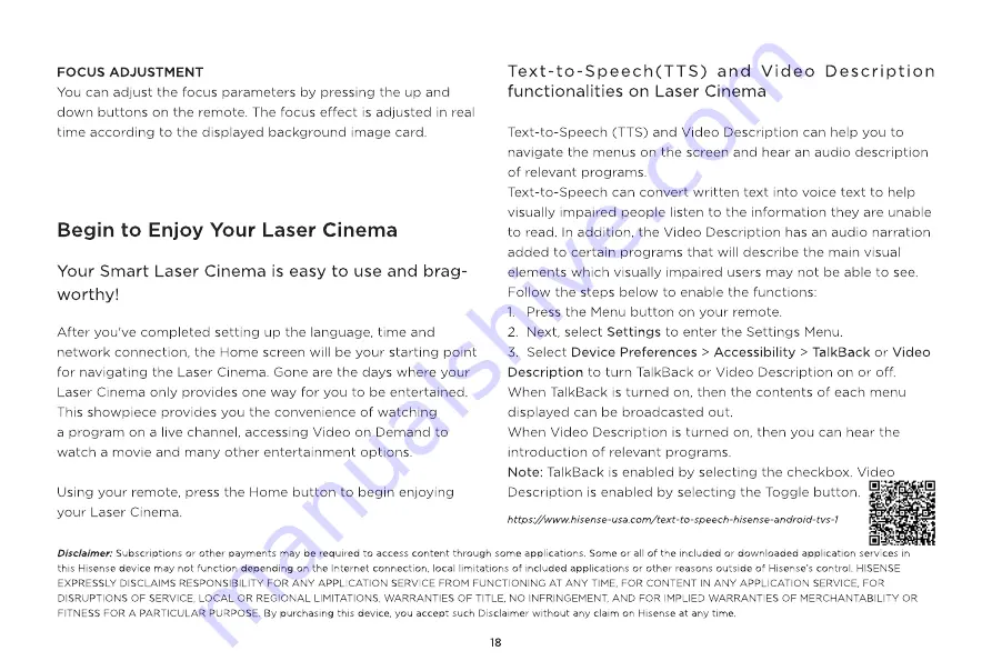 Hisense LASER CINEMA PX1 Quick Setup Manual Download Page 20