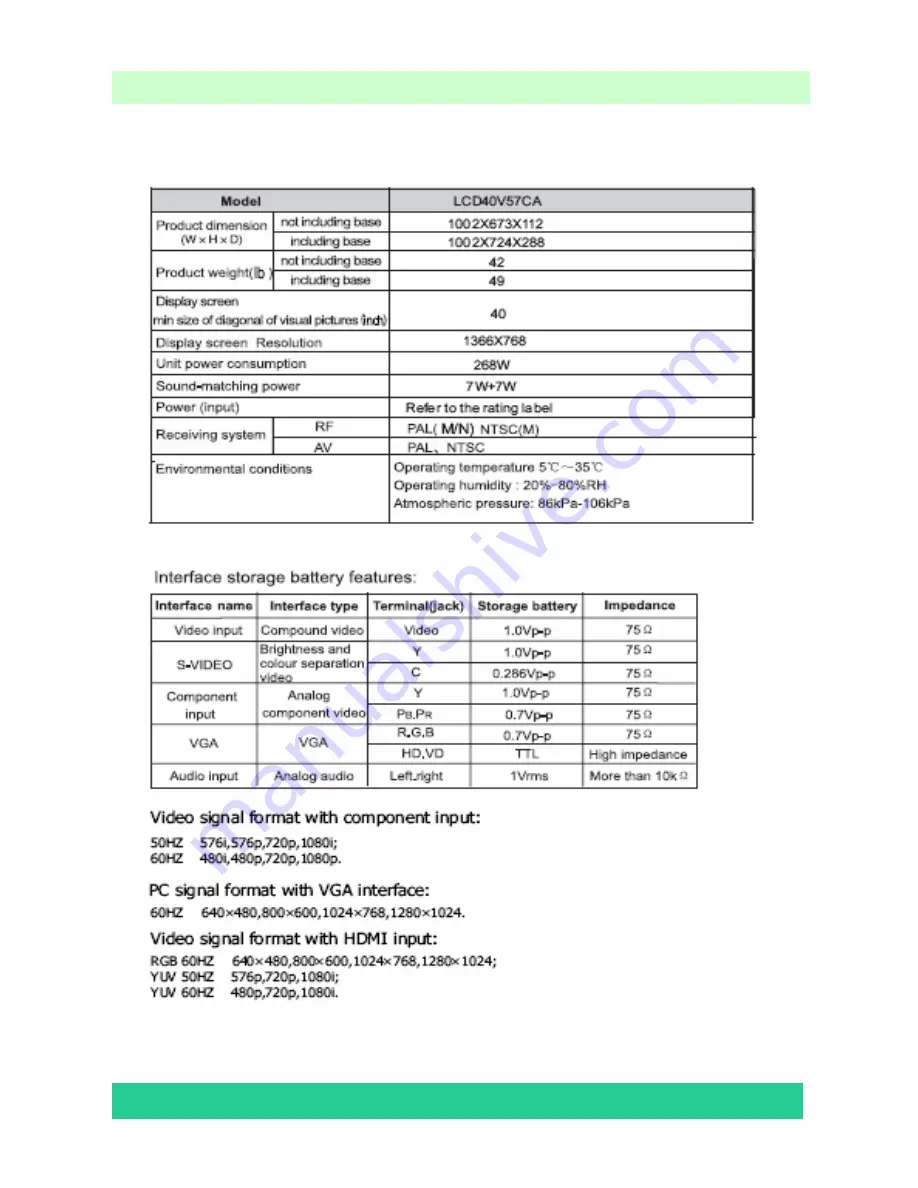 Hisense LCD40V57CA Скачать руководство пользователя страница 11