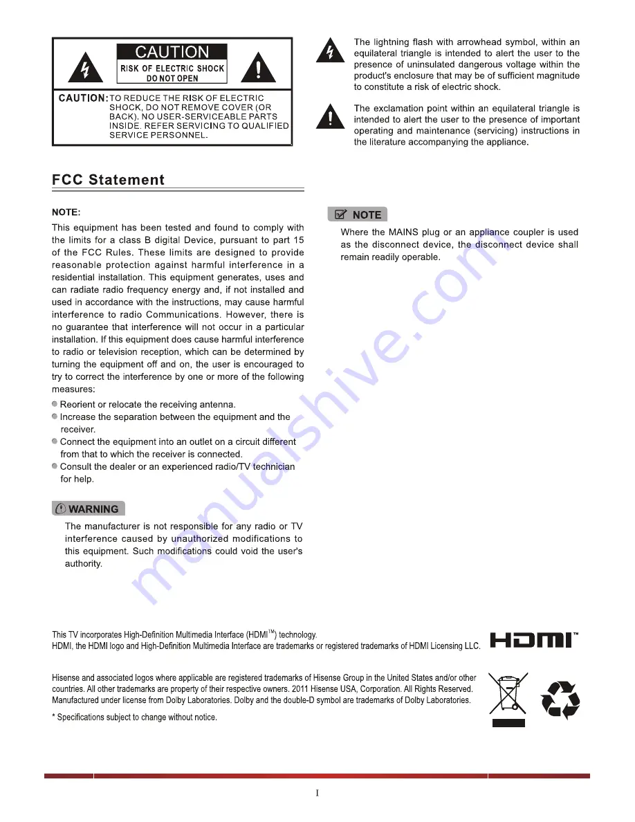 Hisense LTDN46V86US Manual Download Page 1