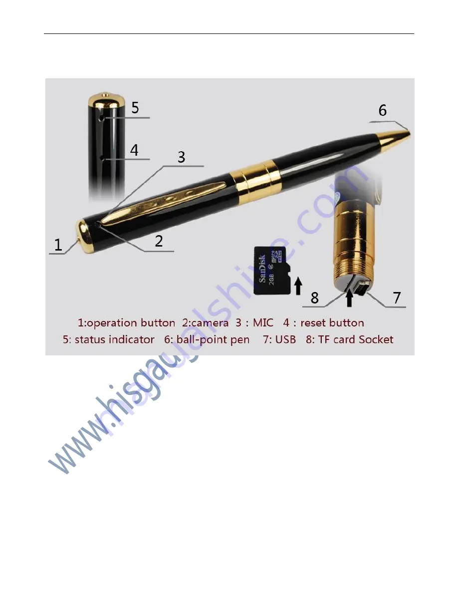 Hisgadget Esky Spy Pen User Manual Download Page 1