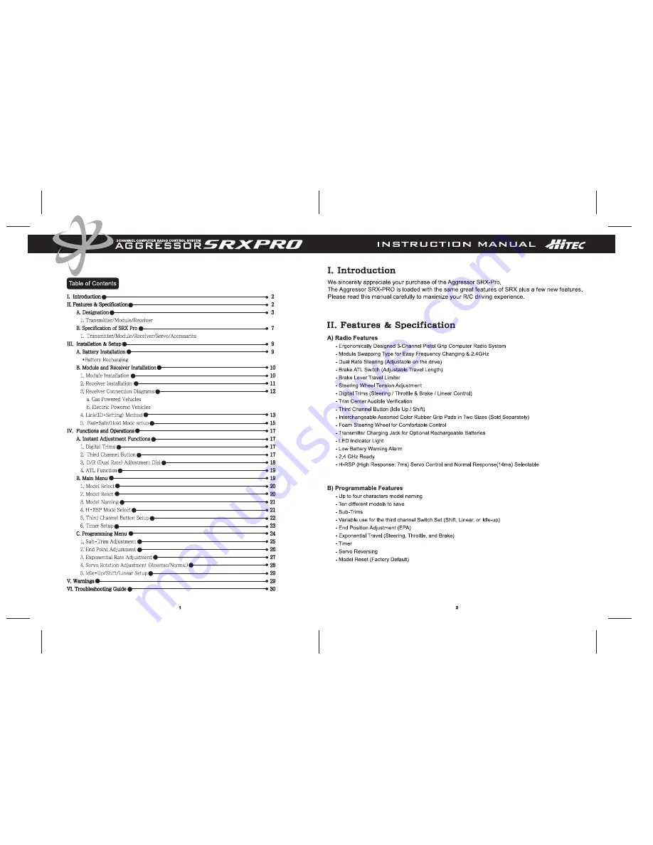 HITEC Aggressor SRX-PRO Instruction Manual Download Page 2