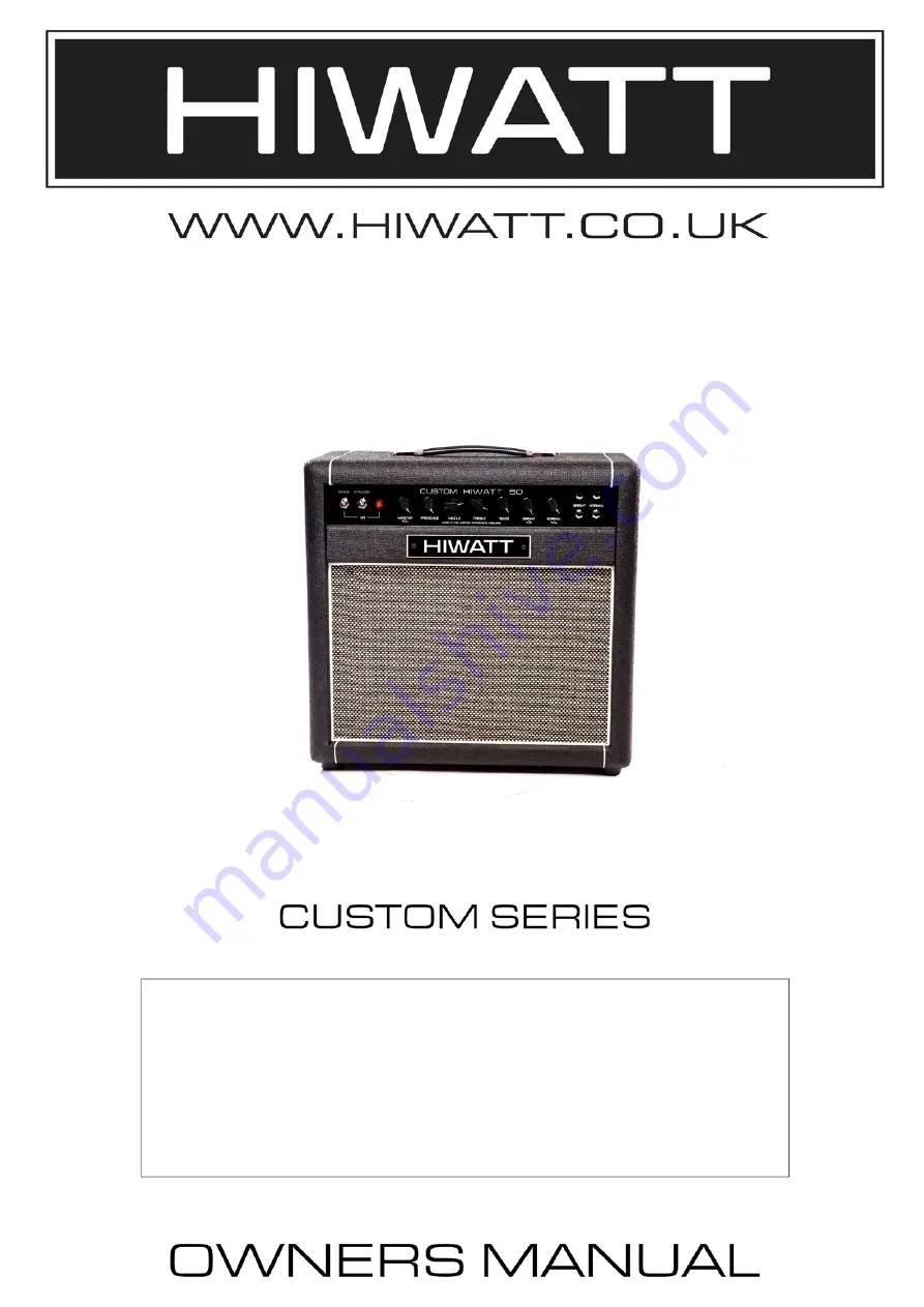 HIWATT Custom 50 SA112 Combo Owner'S Manual Download Page 1