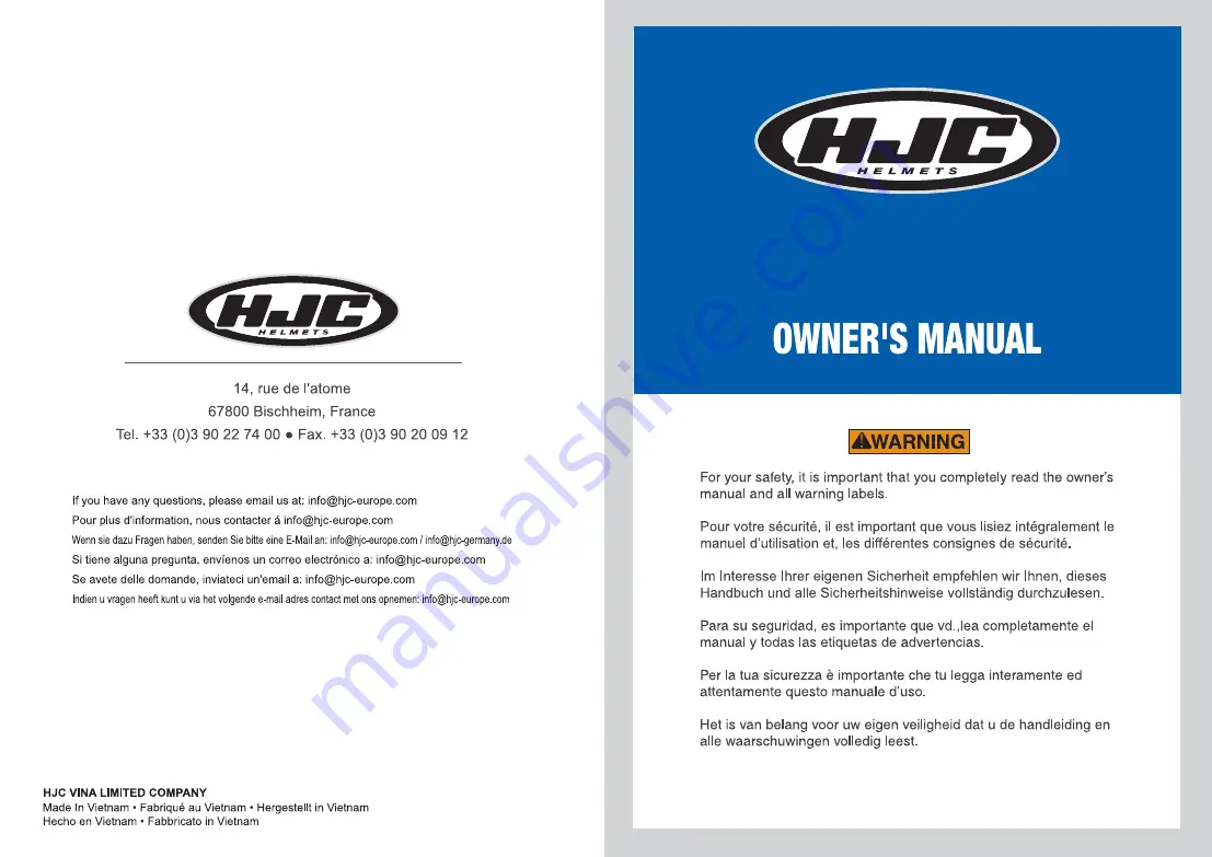 HJC CL-XY II Owner'S Manual Download Page 1