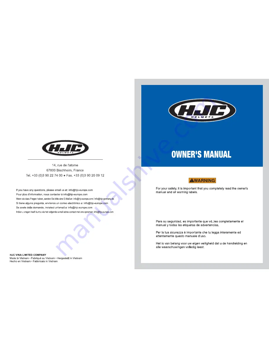 HJC CL-Y Owner'S Manual Download Page 1