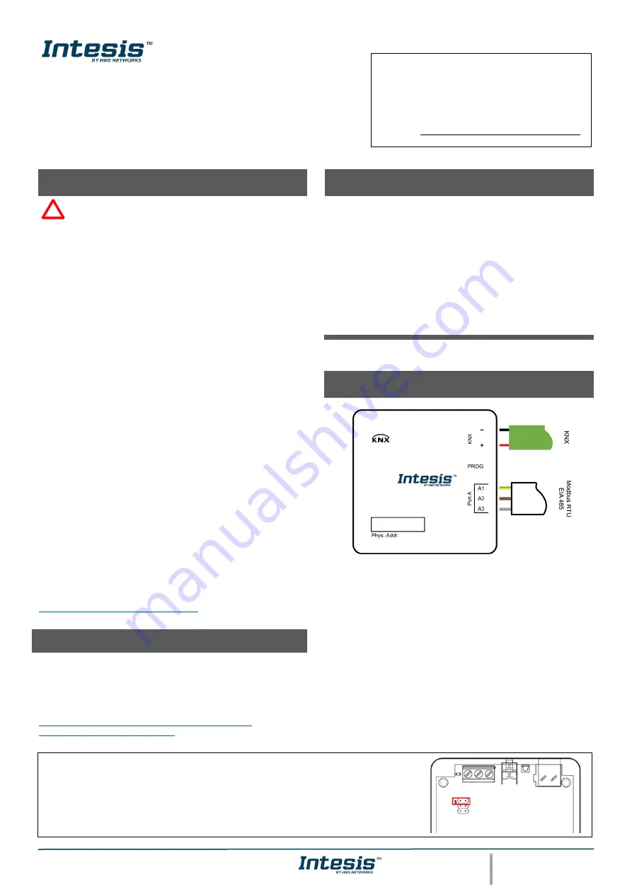 HMS Intesis INKNXMBM1000100 Installation Sheet Download Page 1