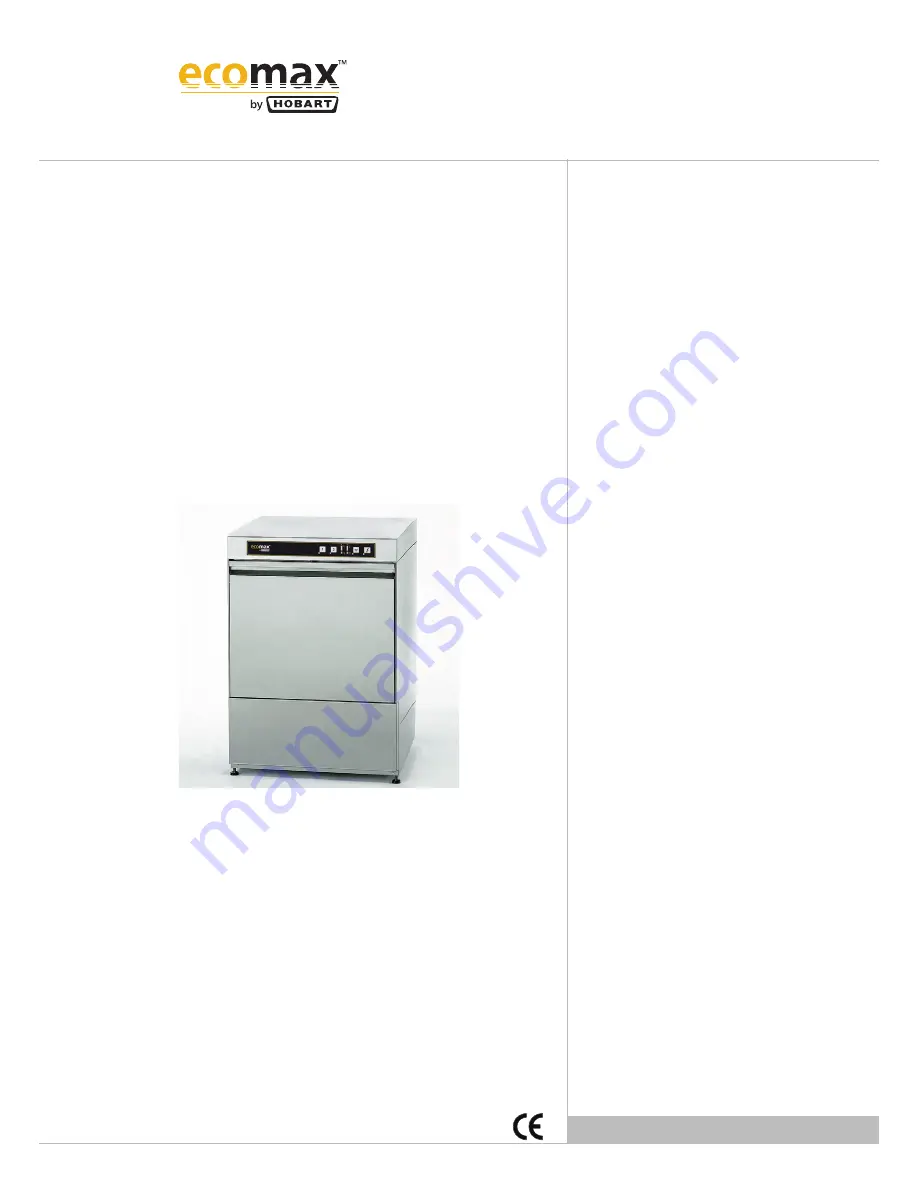 Hobart Ecomax 502L Installation And Operation Instructions Manual Download Page 1