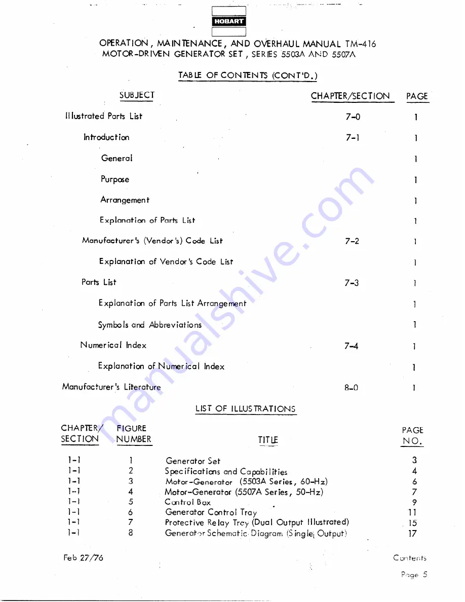 Hobart TM416 Operation And Maintenance Instruction Manual Download Page 15