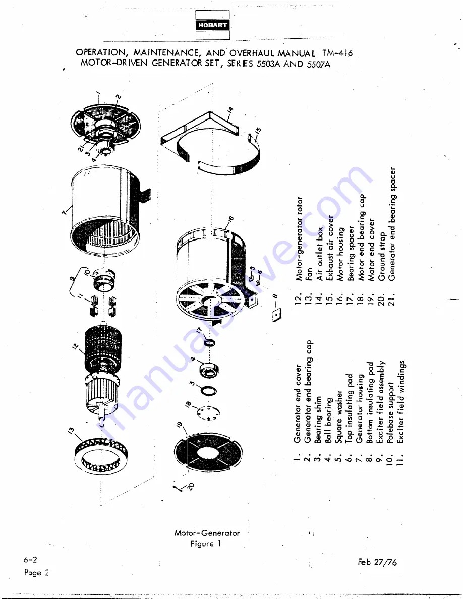 Hobart TM416 Operation And Maintenance Instruction Manual Download Page 184