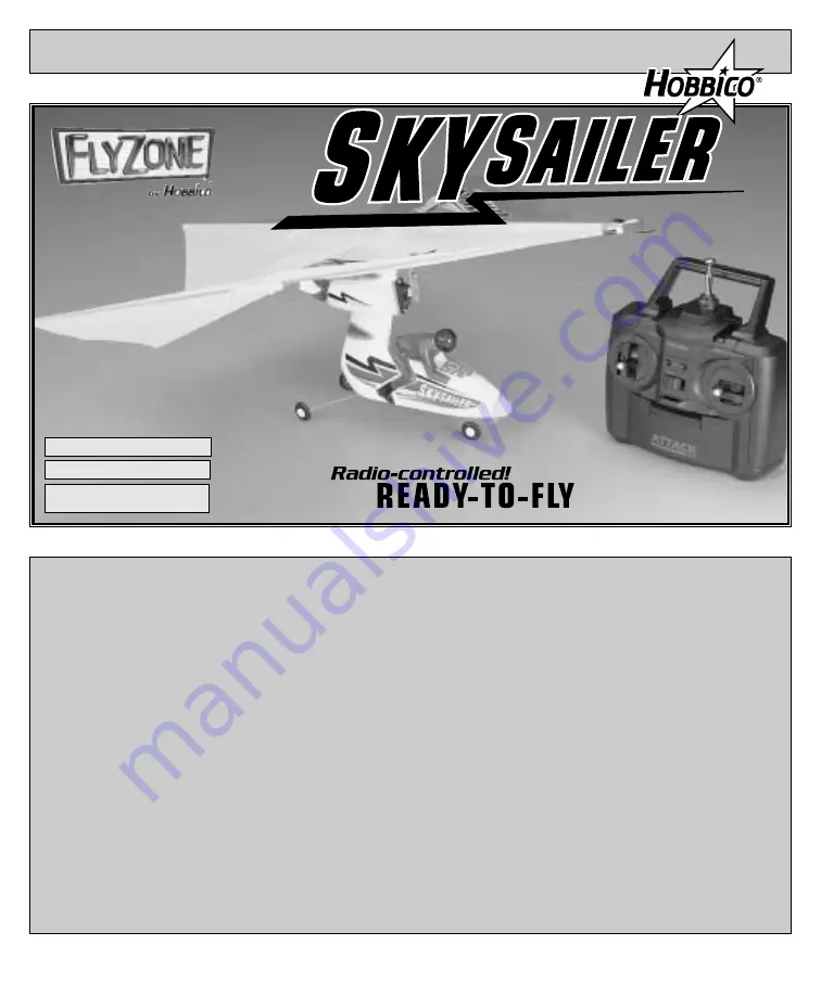 Hobbico FlyZone SkySailer Manual Download Page 1