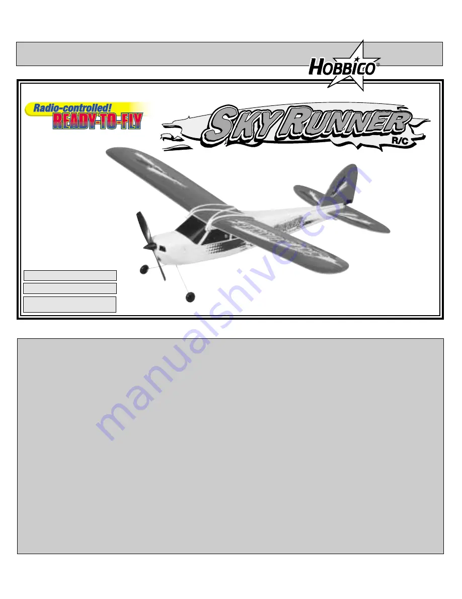 Hobbico SKY RUNNER R/C Assembly Instruction Manual Download Page 1