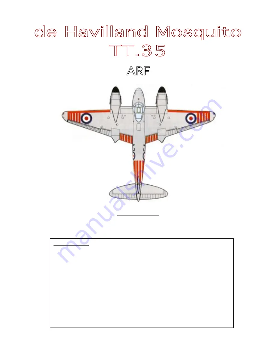 Hobby King de Havilland Mosquito TT.35 Скачать руководство пользователя страница 1